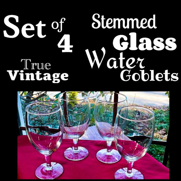 ▪️VTG▪️Set of 4 Stemmed Footed Glass Water Goblets - Picture 1 of 5